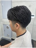 かりあげセンターパート/テーパーフェード