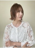 切りっぱなし外はねボブ透明感カラー　奈良王寺