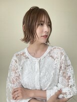 ハピネス 王寺店(Happiness)&nbsp;切りっぱなし外はねボブ透明感カラー　奈良王寺