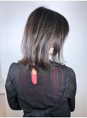 アッシュグレー_マロンベージュ Aラインボブ かきあげ