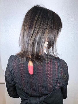 モルニ(MORNI) アッシュグレー_マロンベージュ Aラインボブ かきあげ