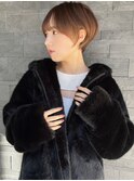 【山田】チャコールグレーシースルー前髪ショートボブ