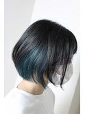 :ボブ :ブリーチ :インナー :ブルー :グリーン :ターコイズ