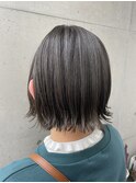 大人可愛いすっきり外ハネショートボブ アッシュ黒髪暗髪