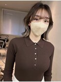 韓国ヘアグレージュカラーブリーチ無し髪質改善イヤリングカラー