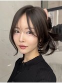 韓国ヘアーハッシュカットレイヤーカットグレージュブリーチ無し