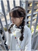 ツインヘア 編みおろし  参列ヘア イベントヘア ライブヘア