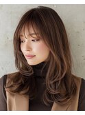 大人女性/上品レイヤー/ナチュラルブラウン30代40代50代