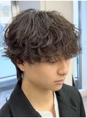天神メンズパーマルーズパーマシャドウパーマッシュウルフ緩め