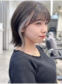 イヤリングカラーボブインナーカラーくびれヘア