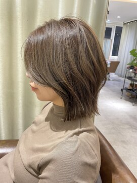 アンス 大阪梅田(ANs.) 20代 30代 40代 ショート大人可愛いAラインボブカーキグレージュ