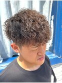 ツイストスパイラルパーマメンズパーマ波巻きパーマツーブロック