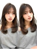 20代30代40代◎前髪パーマ韓国風巻きくすみベージュお団子ヘア