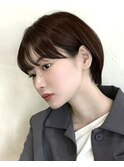 ｛岩田莉奈｝うる艶カラー30代40代50代丸みショートひし形新宿