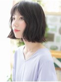 ★チャコールグレー切りっぱなし外ハネぱっつんボブ20代30代★1