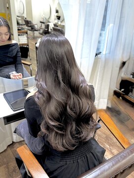 ローヴ 梅田(L'aube) 髪質改善 スーパーロング ワンレングス レイヤー 韓国風巻き