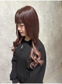 ブリーチなしでできるピンクブラウン エクステロング