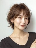 ◇大人可愛い20代30代40代50代前下がりショートボブ丸みショート