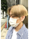 韓国風センターパート　ミルクティーベージュ　ホワイトベージュ