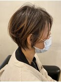 ふんわり丸みショート★30代40代50代/アースカラー