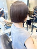 前髪/マチルダボブ/ピンクベージュ/インナーグレージュ/大人ボブ
