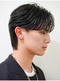 メンズボブウルフメンズミディアムレイヤーカットメンズウルフ