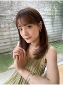 大人かわいい顔まわりレイヤーまろベージュ小顔シースルーバング