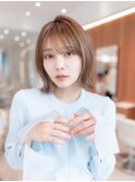 20代30代大人かわいい韓国風ウェーブパーマ小顔前髪こなれミディ
