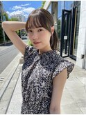 ナチュラル小顔前髪あり後れ毛サイドバング結べるボブくびれヘア