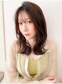 シースルーバング/韓国風レイヤー/くびれミディアム