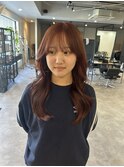 暖色カラーレッドブラウン韓国風ヘアヨシンモリ