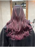 バレイヤージュ、ハイライト、レイヤーカット、ダブルカラー