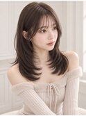 顔が小さく見えるレイヤーカットショコラブラウン