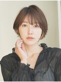 丸みショート・ボブ/丸顔/前髪あり/絶壁解消/３0代/４0代/５0代