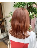 韓国 イルミナカラー 前髪カット オレンジ ケアブリーチ