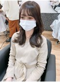 セミロング/くびれヘア/後れ毛韓国風こなれヘア