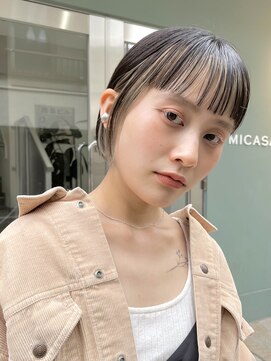 サンク 原宿 表参道(cinq) 前髪インナーカラーフェイスフレーミングミルクティーベージュ