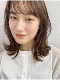 20/30/40代顔まわりレイヤーボブミディアムレイヤー外ハネボブ