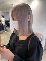 リムレスバイサンク 万代 新潟駅(LIMLESS by cinq) ミルクティーベージュダブルカラーグレージュカラーハイライト