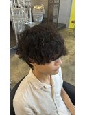 メンズツーブロックカットツイストスパイラルシャドウパーマ