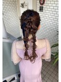 参列ヘア　編み下ろし　ツインポニー