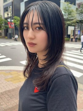 ピークアブー 原宿ハラカド(PEEK-A-BOO) 顔まわり/ハイレイヤー/ハッシュカット/シースルーバング/黒髪