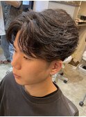 フェザーパーマ×センターパート