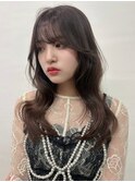 顔周りカット くびれヘア 韓国ヘア 艶髪 ショコラブラウン