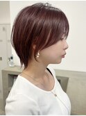 【Say.福岡】長めショートボブ×くすみピンク×艶感カラー×前髪