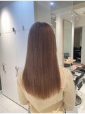 透け感ハイトーンハニーベージュ×艶髪ストレート