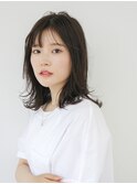 ミディアム 外ハネボブ レイヤーカット 前髪 レイヤーミディ