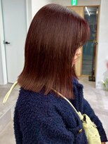 ミュラ(mulah) 切りっぱなしミディアムボブ暖色カラー*チェリーレッド/明大前