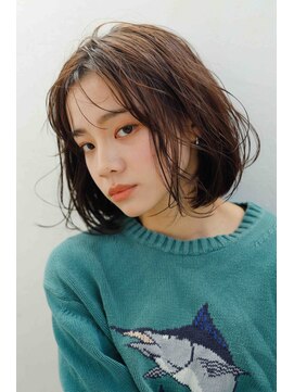 ムウ 難波(MOU) ボブクールショート前髪イメチェンピンクベージュ30代40代50代