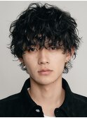 原宿スパイラルパーマメンズカットラウンドマッシュウルフ